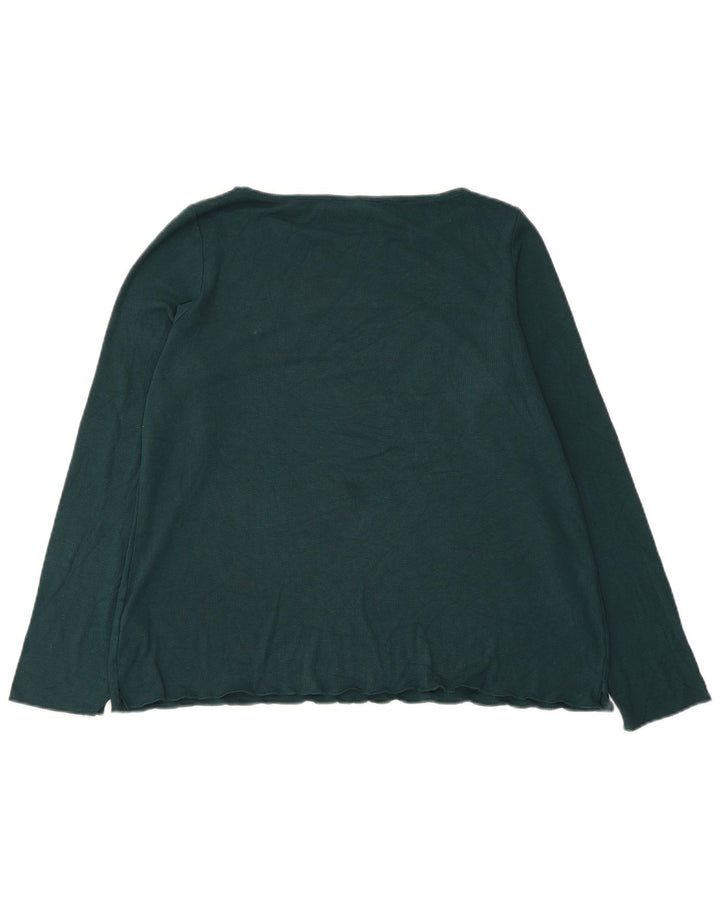 Top feminino Marks & Spencer manga comprida UK 18 XL verde acrílico