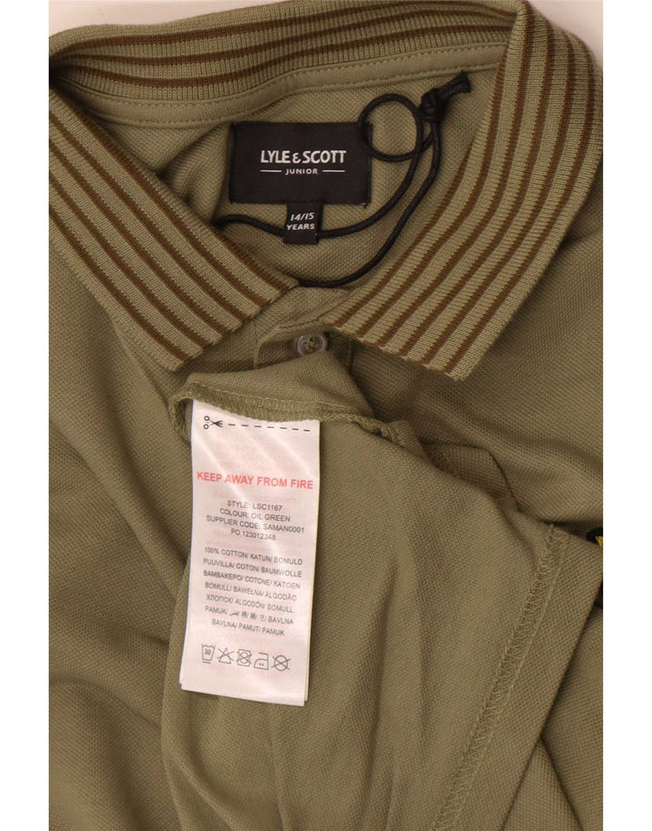 Camisa polo masculina Lyle & Scott 14-15 anos algodão cáqui