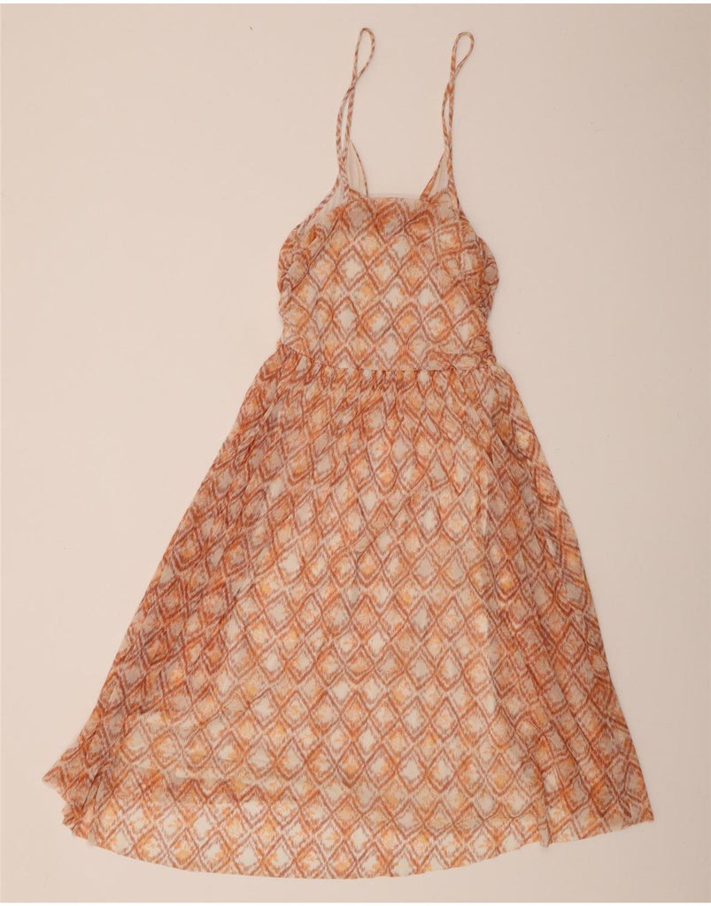 FREE PEOPLE Womens Slim Fit Slip Dress UK 14 Large Orange Geometric Vintage Free People and Second-Hand Free People from Messina Hembry 