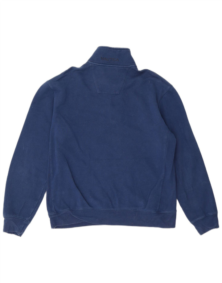 Nautica moletom masculino com zíper e gola alta algodão azul marinho médio