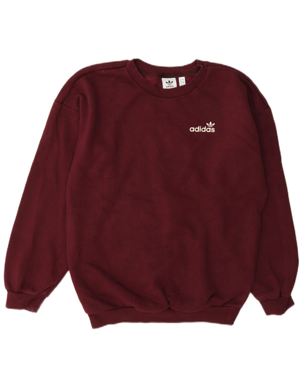 Adidas Womens Oversized Sweatshirt Jumper UK 4 XS Borgonha Algodão