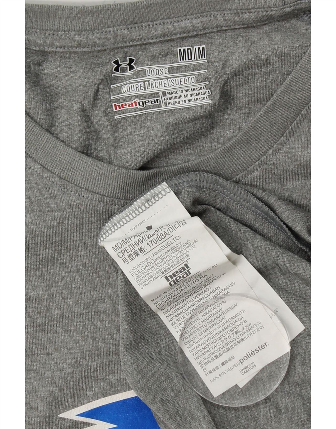 Camiseta gráfica masculina UNDER ARMOUR poliéster cinza médio
