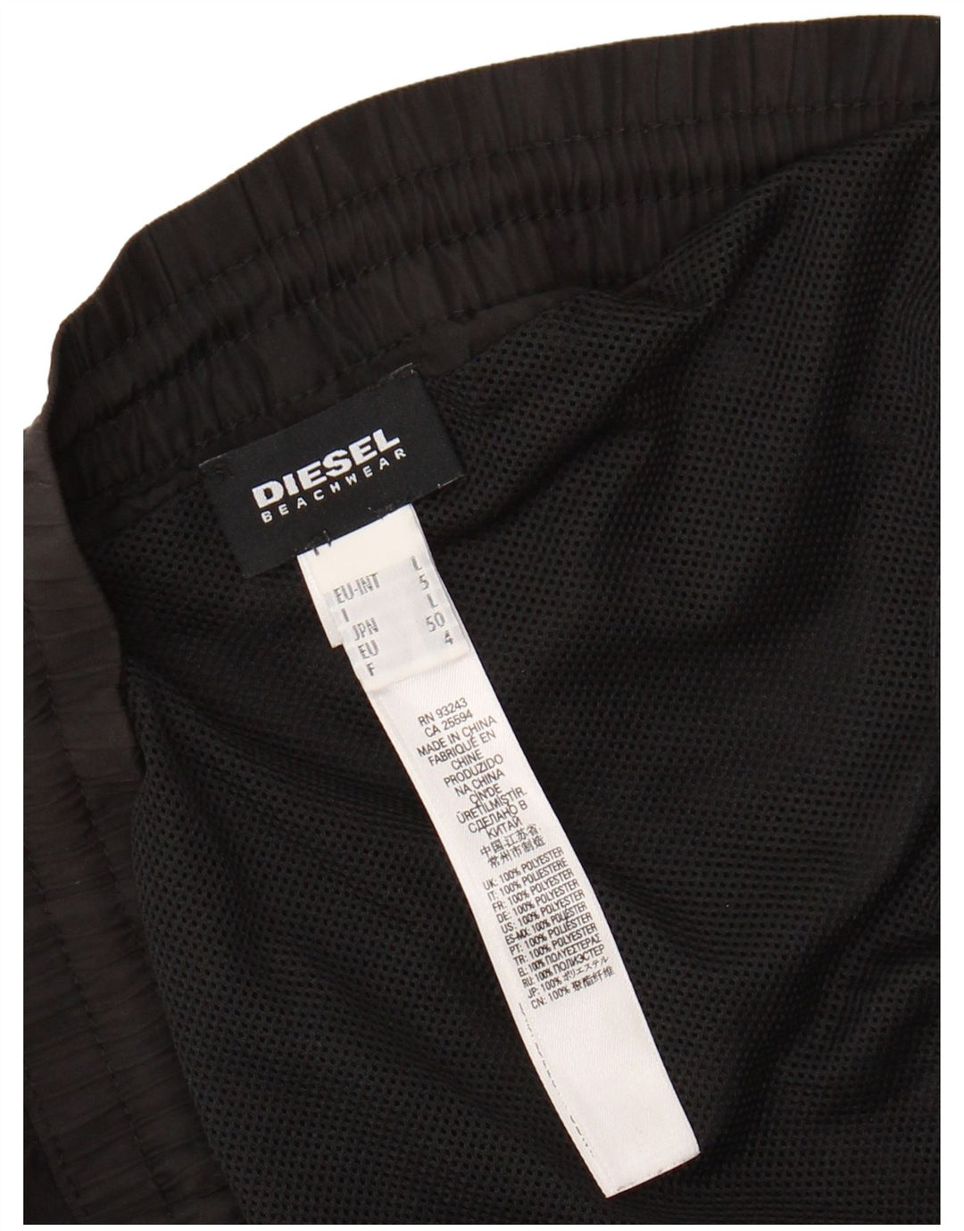 Shorts de natação masculino DIESEL EU 50 grande poliéster preto