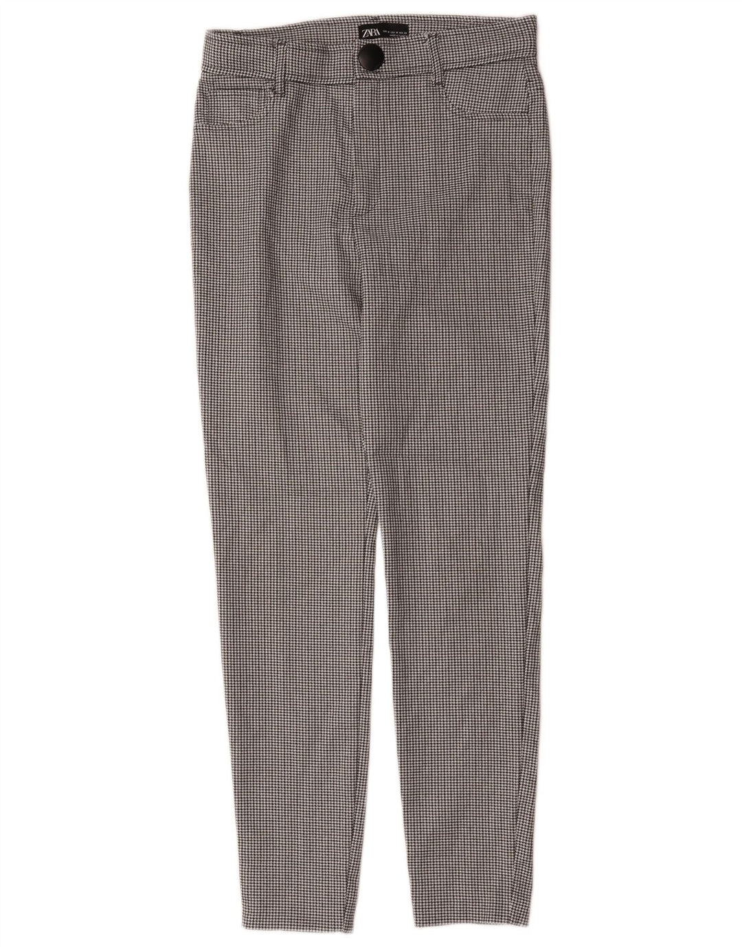 Zara Calça feminina casual justa média W28 L27 preta Houndstooth