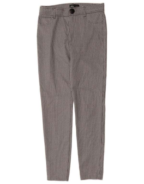 Zara Calça feminina casual justa média W28 L27 preta Houndstooth
