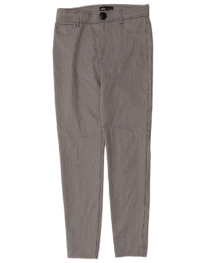 Zara Calça feminina casual justa média W28 L27 preta Houndstooth