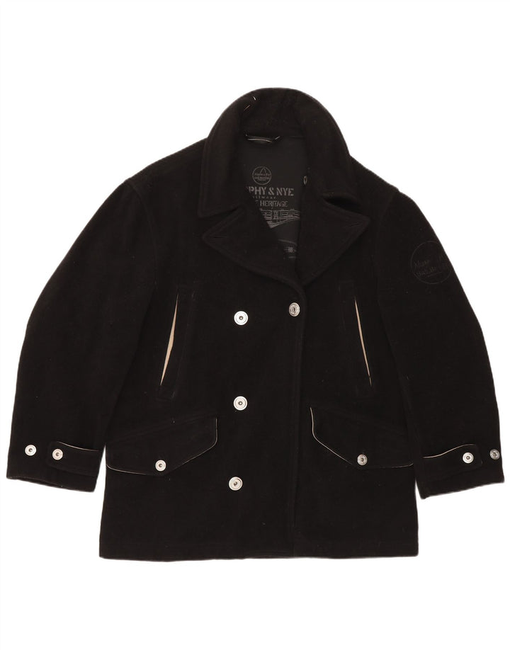 Murphy & Nye Casaco feminino oversized ervilha Reino Unido 14 lã preta média