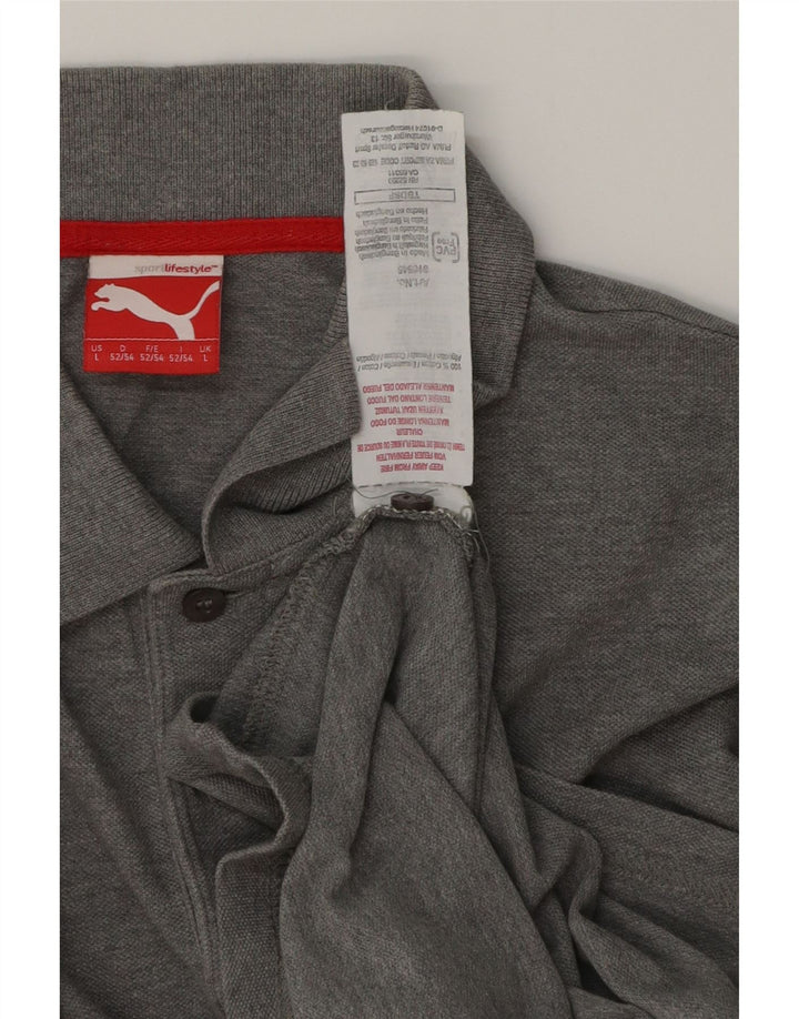 Camisa polo masculina Puma grande algodão cinza