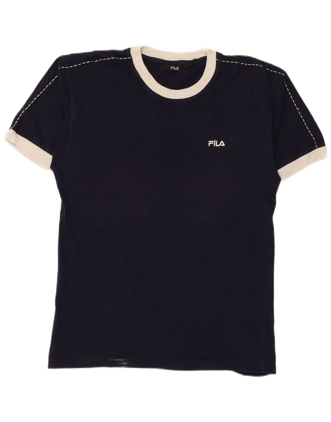 Camiseta masculina gráfica FILA Top médio algodão azul marinho