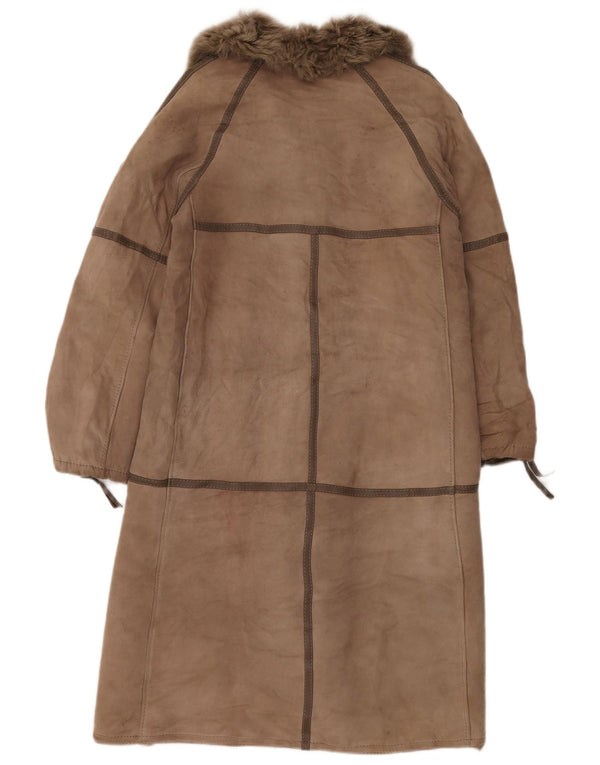 Casaco de shearling feminino VINTAGE UK 14 bege médio