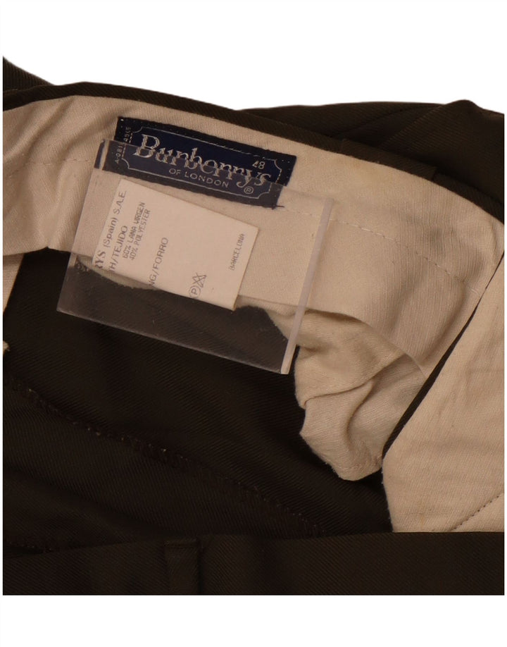 Calça masculina de terno reto Burberrys W36 L27 lã cáqui