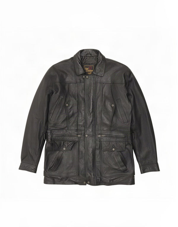Jaqueta de couro masculina vintage UK 42 XL preta
