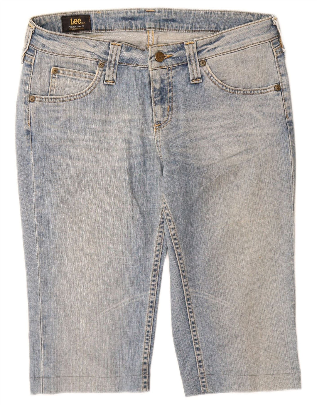 Bermuda jeans feminina Lee W31 algodão azul médio