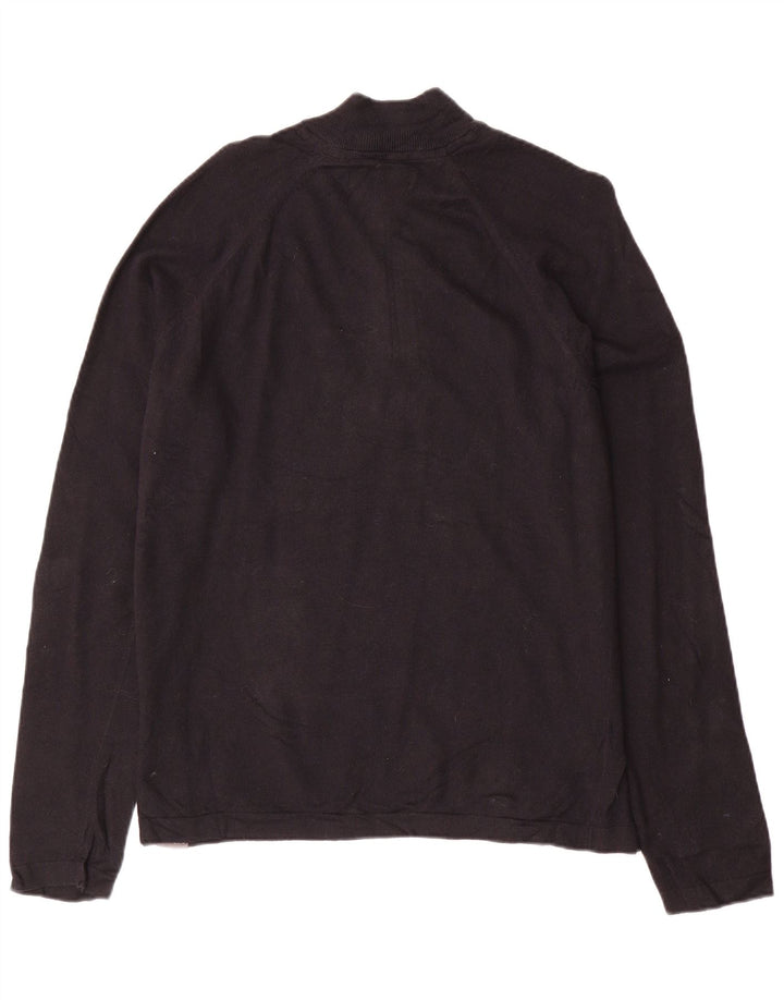 Suéter masculino Eddie Bauer com zíper e gola grande rayon preto