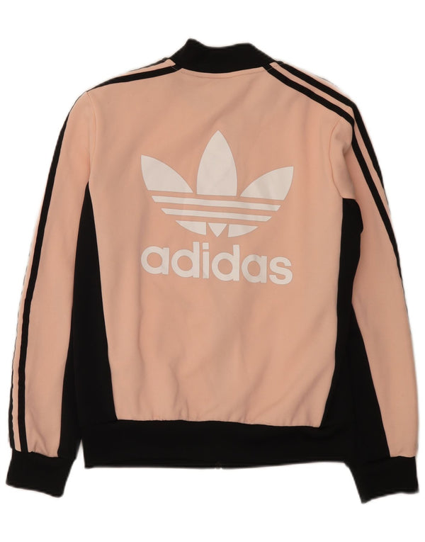 Adidas Womens Graphic Tracksuit Top Jacket UK 10 Small Pink Colourblock