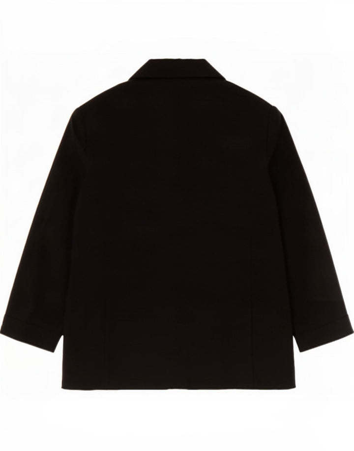 Jaqueta blazer feminina Marks & Spencer manga 3/4 aberta Reino Unido 14 grande preta
