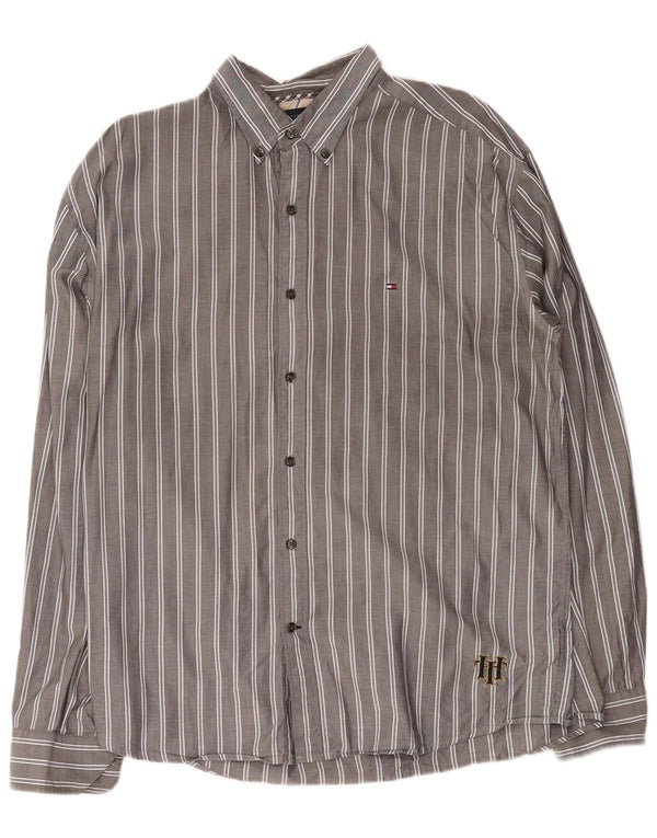 Camisa masculina Tommy Hilfiger XL cinza risca de giz algodão