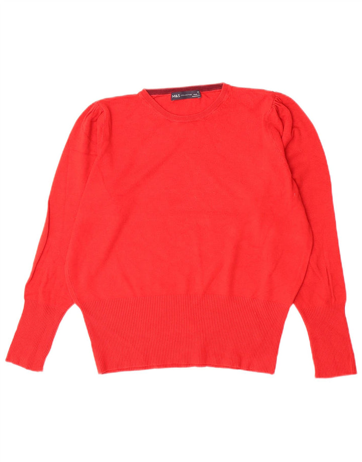 Suéter feminino Marks & Spencer com gola redonda Reino Unido 14 viscose vermelha média
