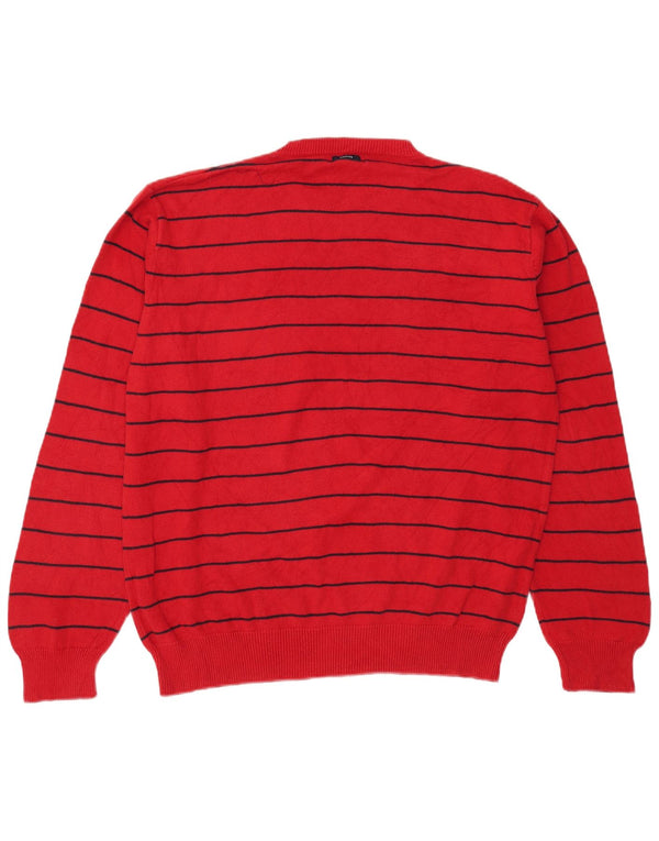 Suéter masculino Nautica com gola redonda XL de algodão listrado vermelho