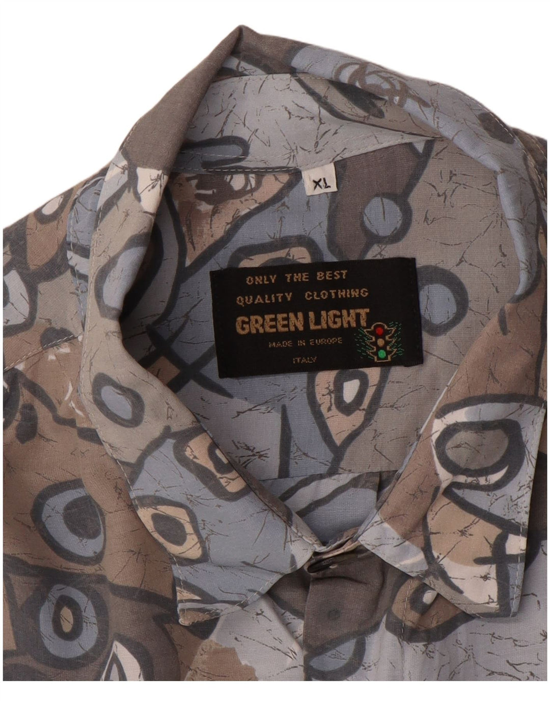 Camisa Masculina Vintage XL Cinza Geométrica