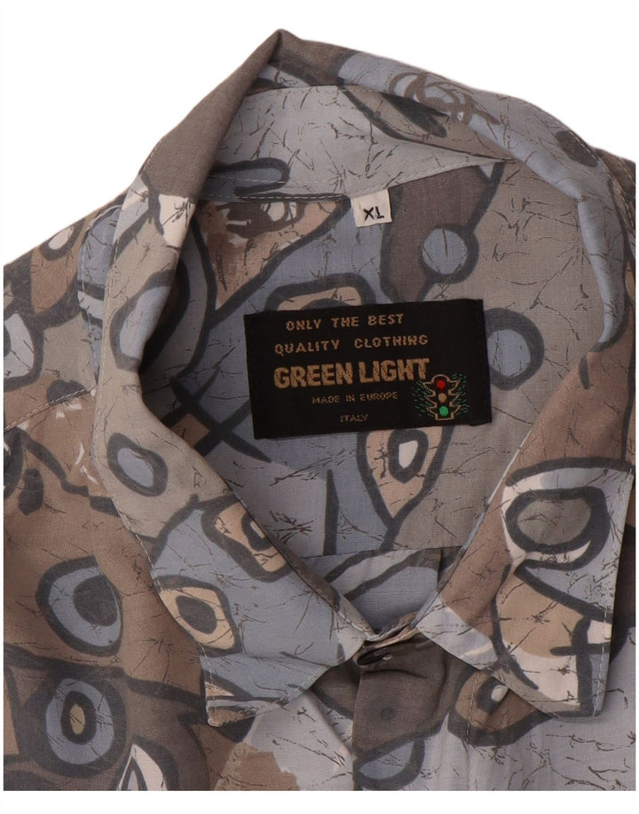 Camisa Masculina Vintage XL Cinza Geométrica