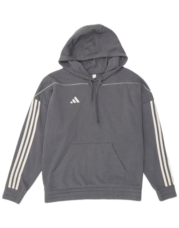 ADIDAS Womens Hoodie Jumper UK 12/14 Médio Cinza Algodão