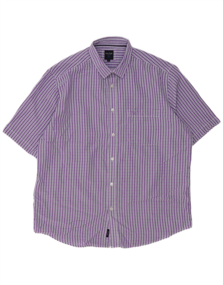 Camisa masculina de manga curta JAMES PRINGLE poliéster roxo grande de algodão