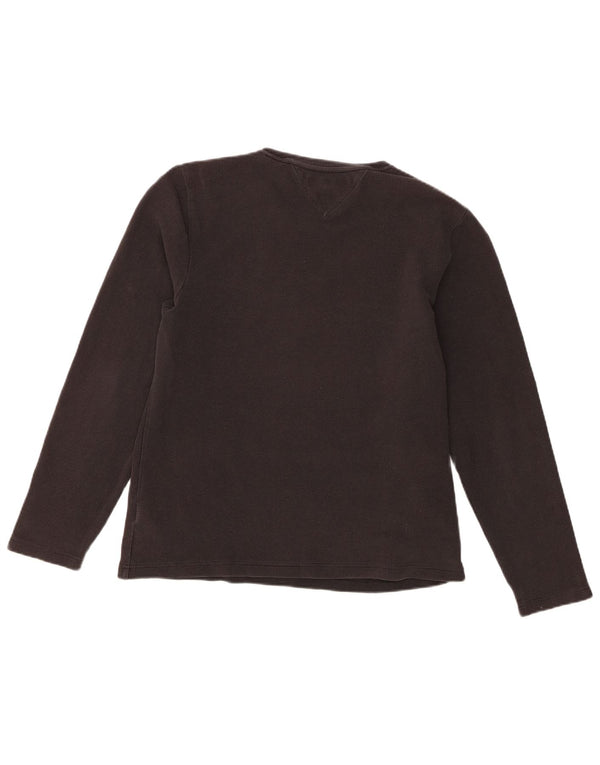 Top feminino Tommy Hilfiger manga comprida UK 16 grande algodão preto