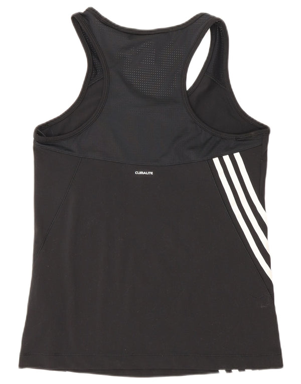Adidas Womens Vest Top UK 12/14 Médio Preto Listrado Poliéster Esportes