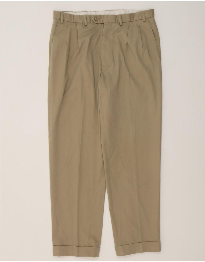 Calça masculina MARKS & SPENCER com pegged terno W36 L31 algodão bege