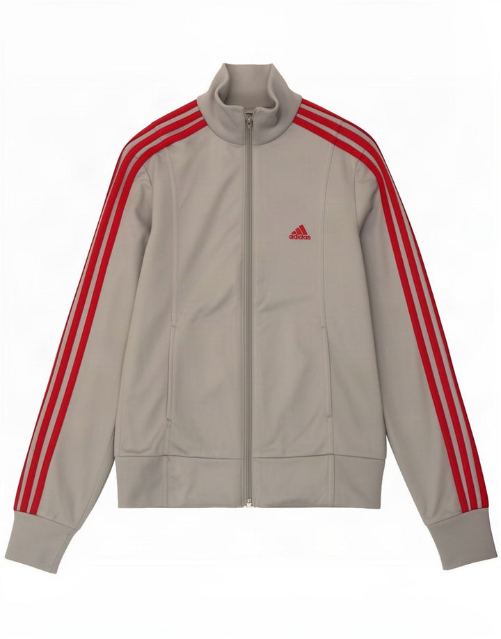 Adidas Womens Tracksuit Top Jacket UK 10 Pequeno Cinza Poliéster