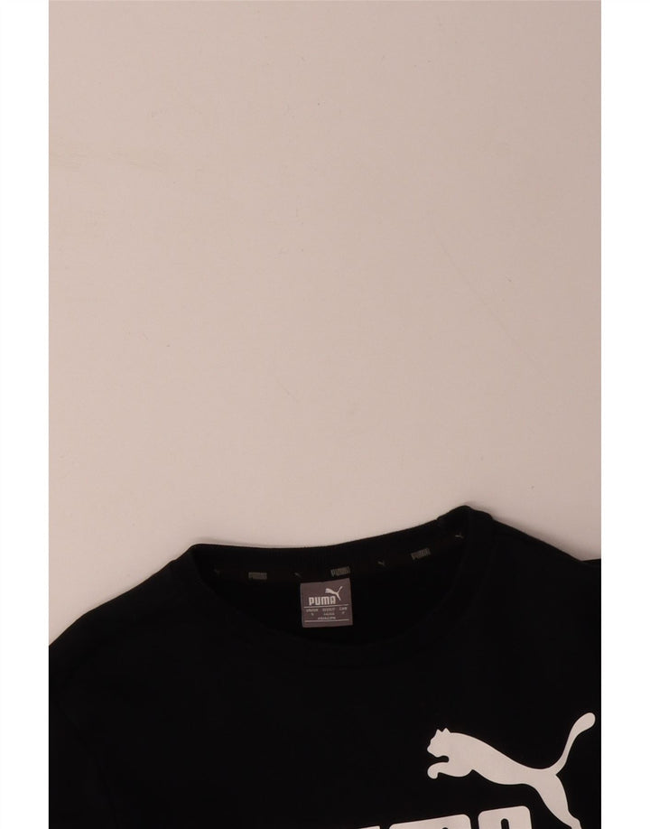 PUMA Mens Graphic Moletom Jumper Pequeno Algodão Preto