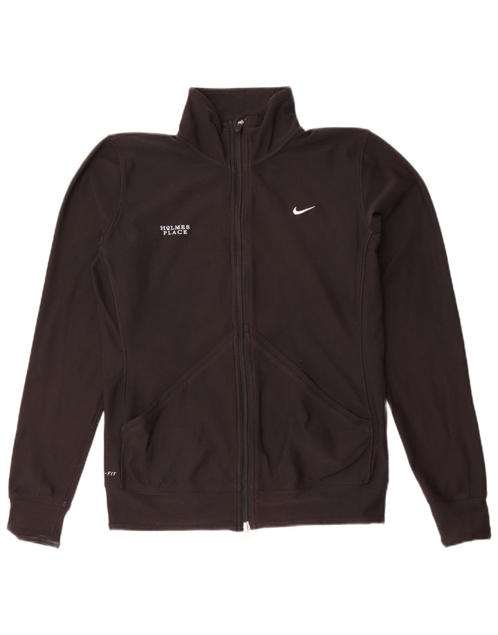 Nike Womens Graphic Tracksuit Top Jacket UK 14 Médio Preto Poliéster