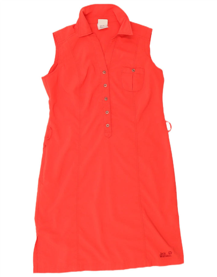 Vestido feminino Jack Wolfskin sem mangas com bainha UK 16 grande poliéster vermelho