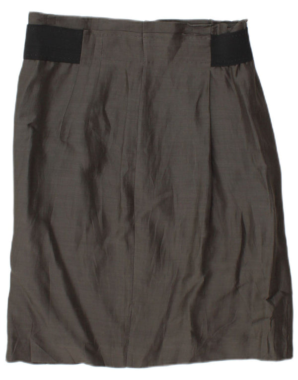 Saia midi feminina vintage W30 bloco cinza médio