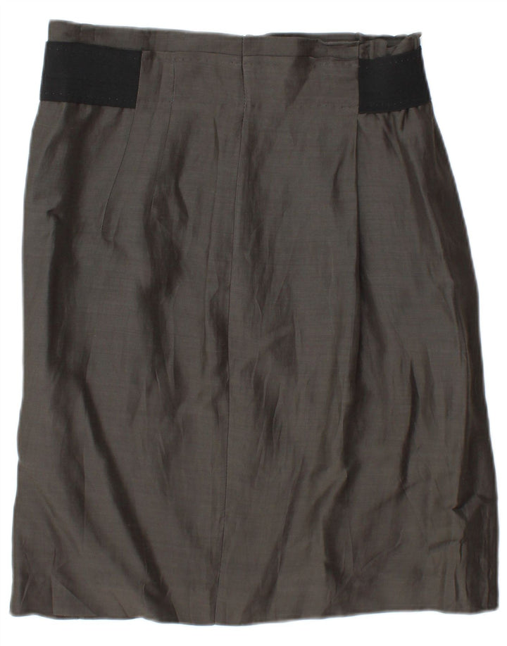 Saia midi feminina vintage W30 bloco cinza médio