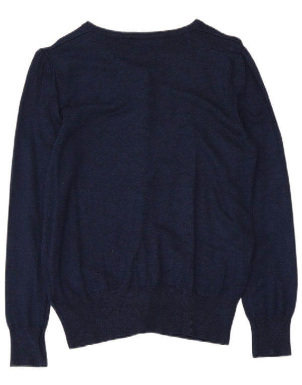 Suéter cardigã feminino Marks & Spencer UK 12 viscose azul marinho médio