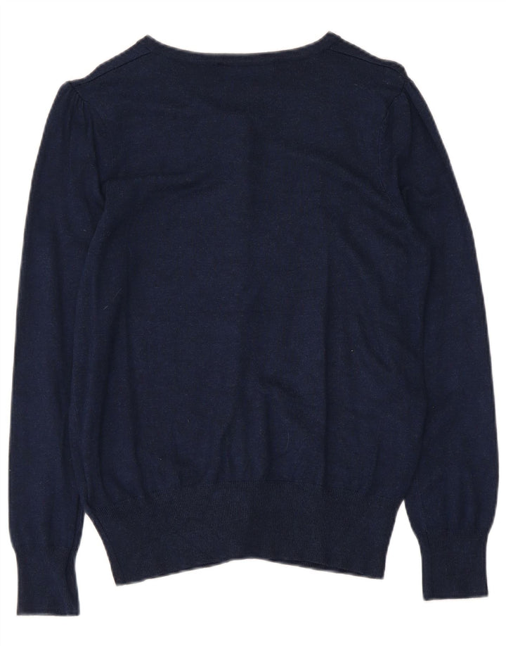 Suéter cardigã feminino Marks & Spencer UK 12 viscose azul marinho médio
