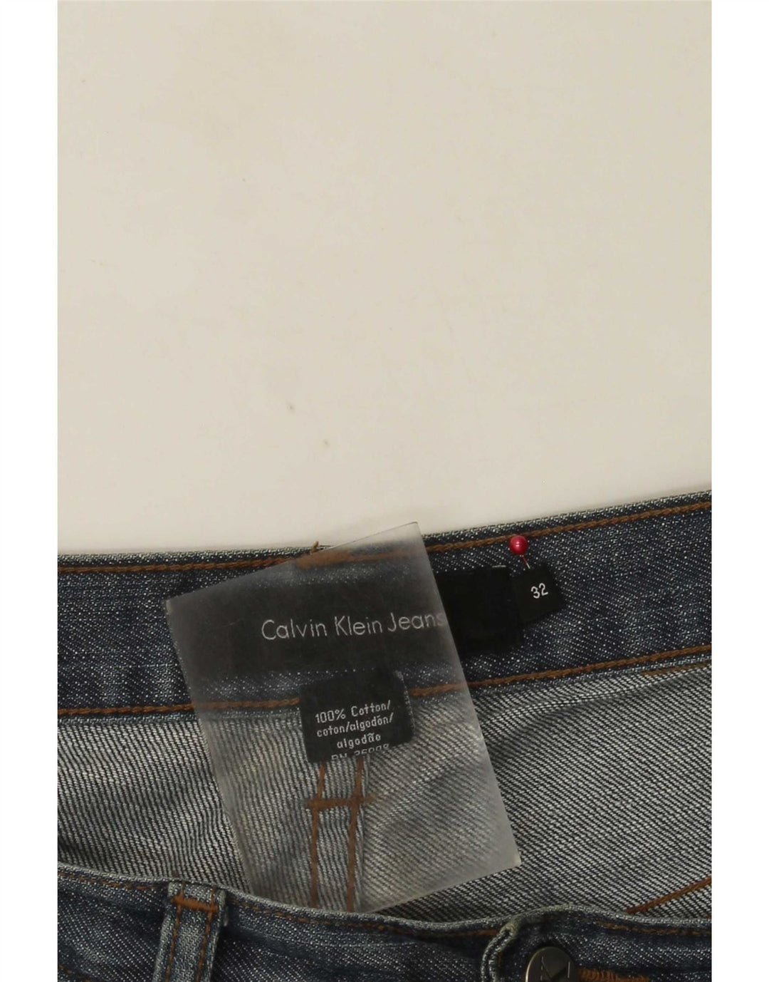 Calça jeans reta masculina Calvin Klein W32 L30 azul algodão