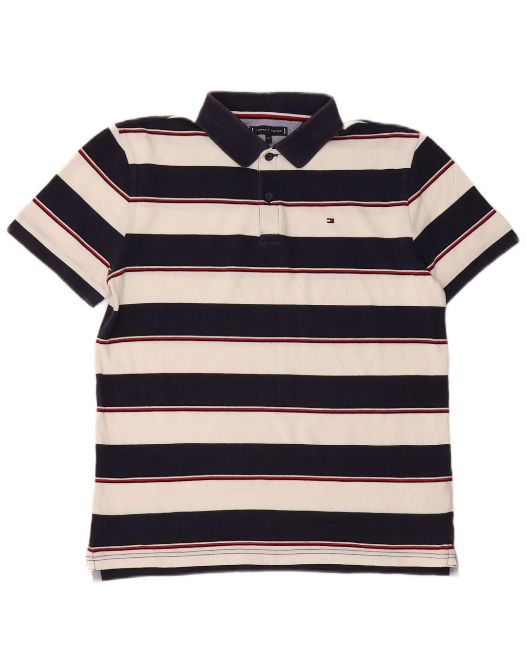 Camisa polo masculina TOMMY HILFIGER 15-16 anos algodão listrado azul marinho