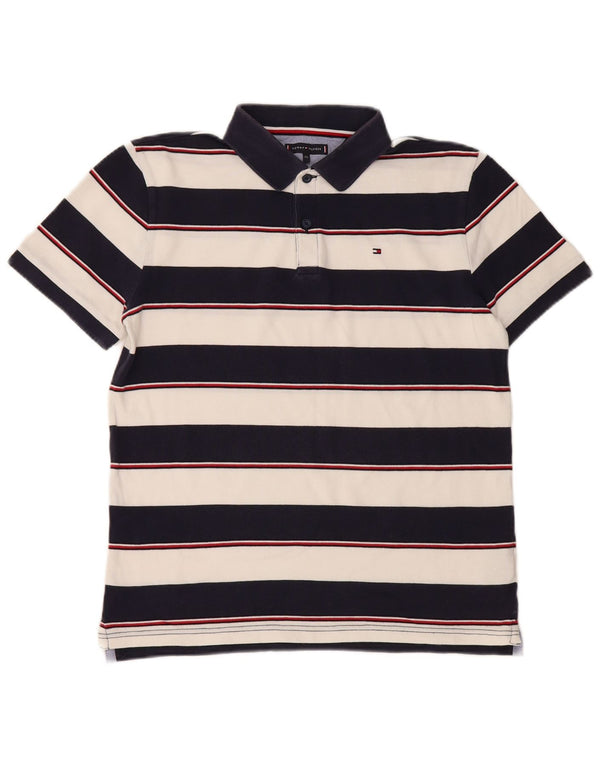 Camisa polo masculina TOMMY HILFIGER 15-16 anos algodão listrado azul marinho