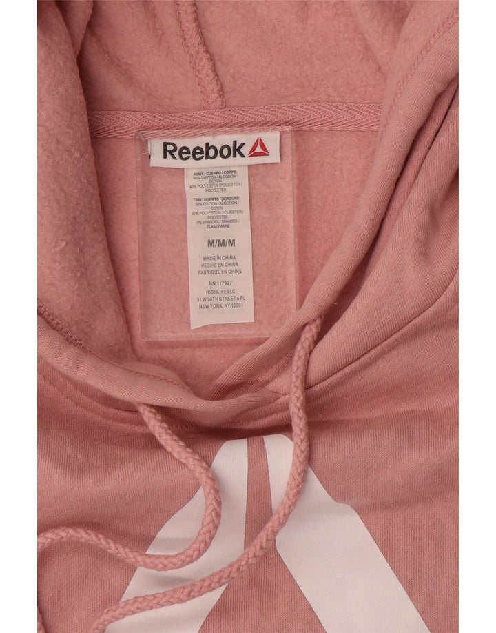 REEBOK feminino gráfico moletom com capuz UK 14 médio algodão rosa