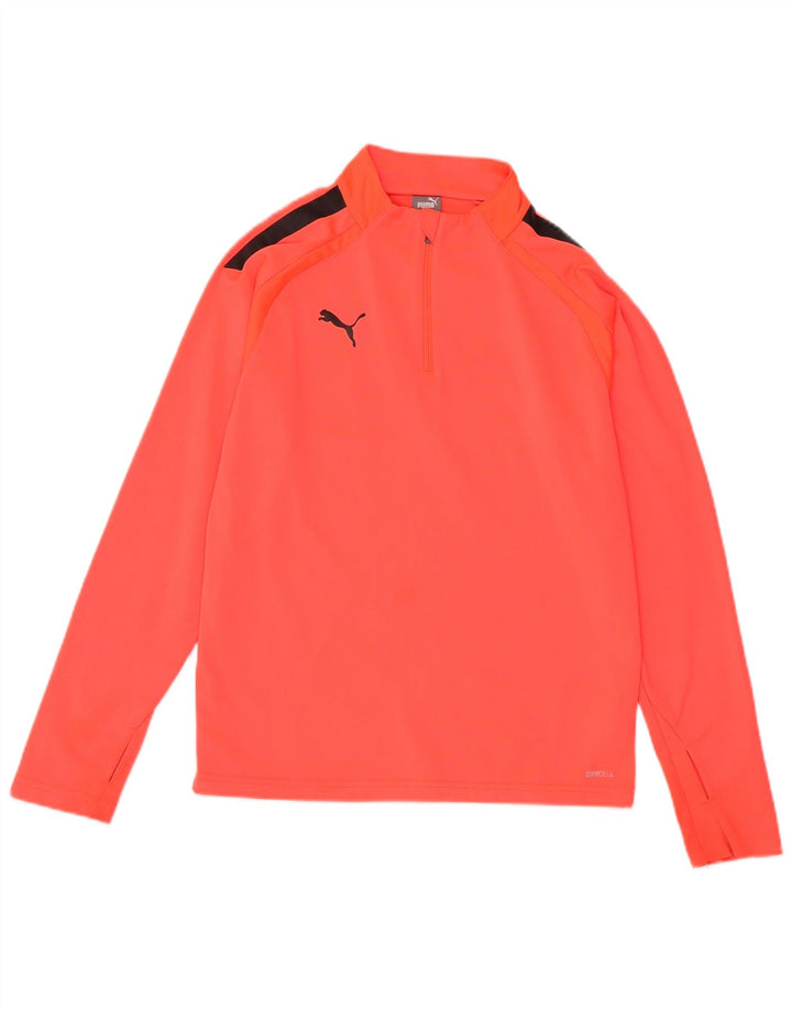 PUMA Boys Zip Neck Pulôver Treino Top 11-12 Anos Vermelho Colorblock