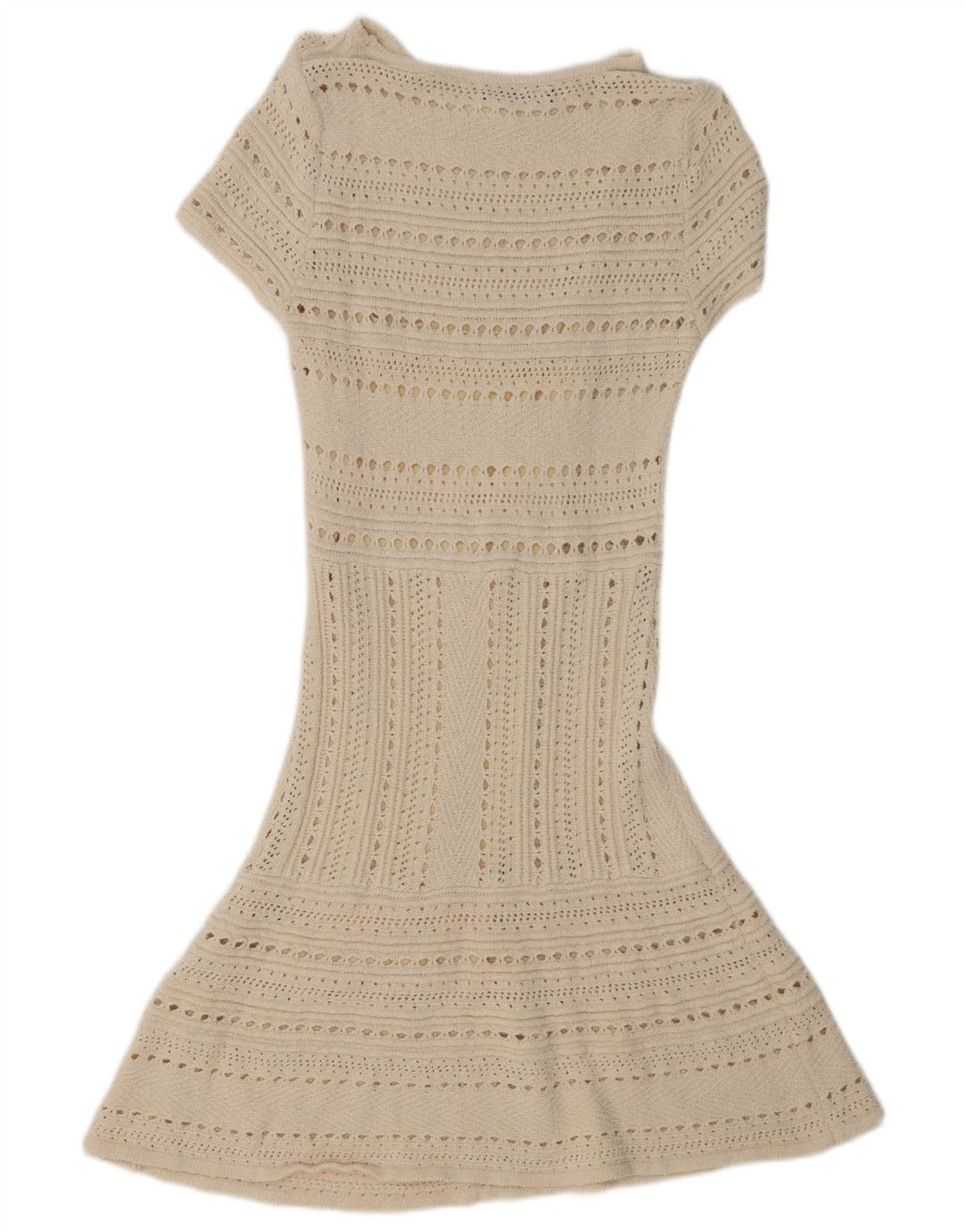 Zara vestido feminino transparente de mangas curtas UK 12 médio off white