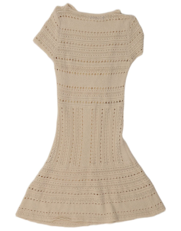 Zara vestido feminino transparente de mangas curtas UK 12 médio off white