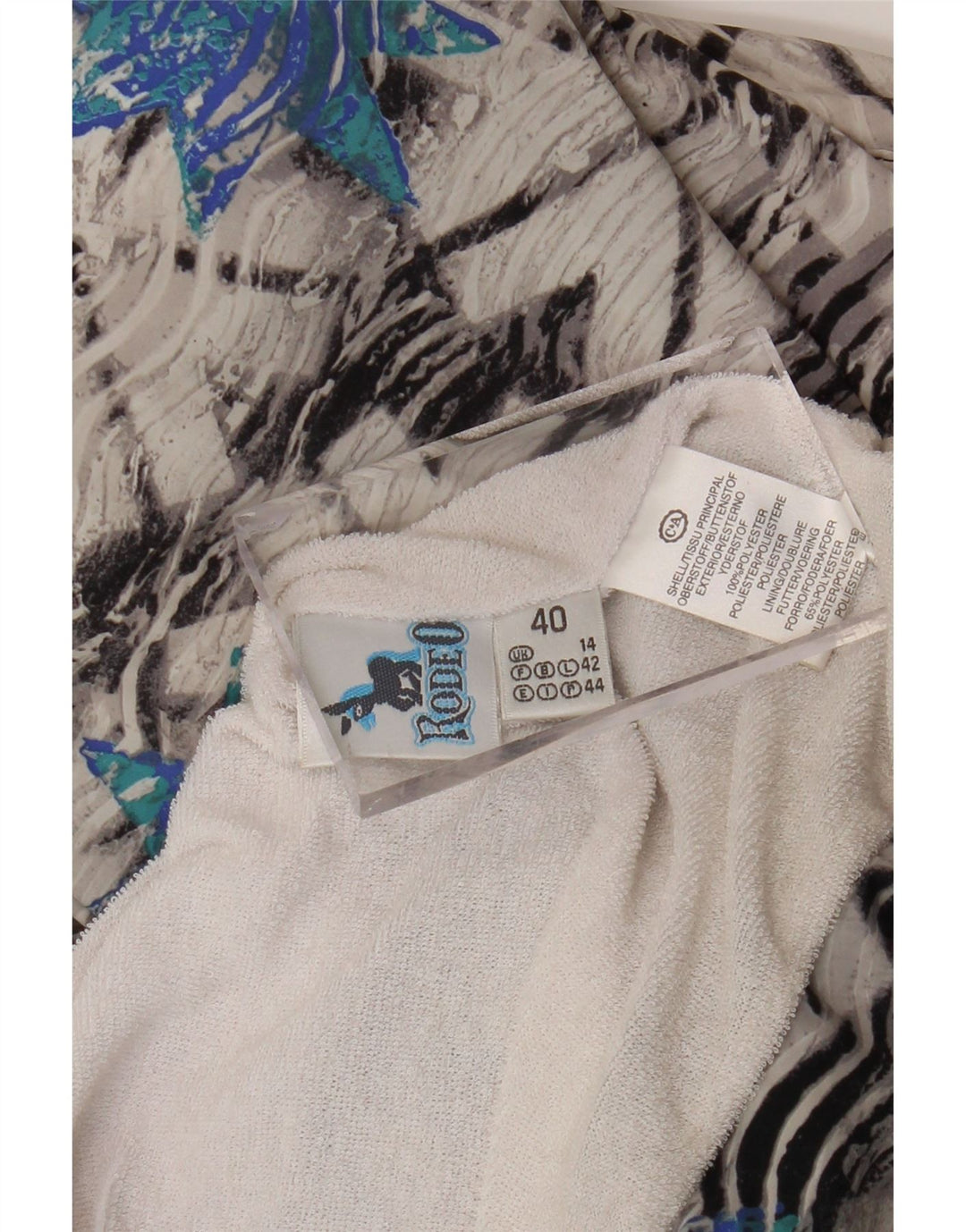 Jaqueta corta-vento feminina RODEO UK 14 grande geométrica multicolorida