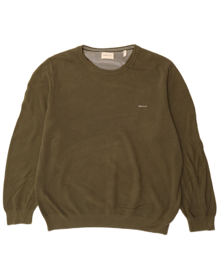 Suéter masculino Gant com gola redonda 2XL algodão cáqui
