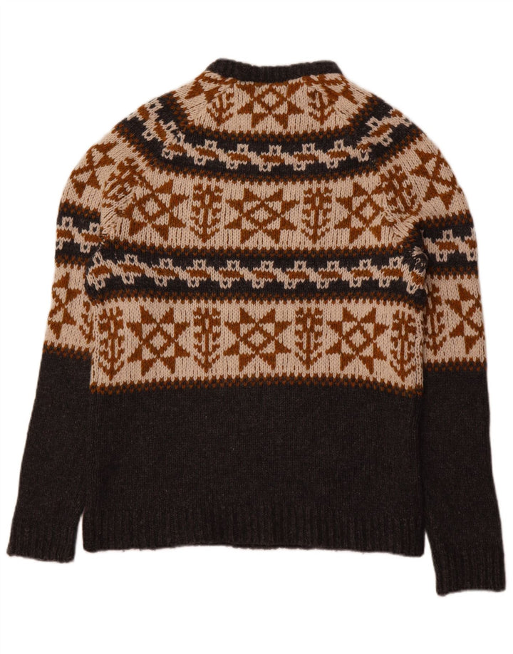 Zara Suéter masculino com gola redonda cinza médio Fair Isle Acrílico