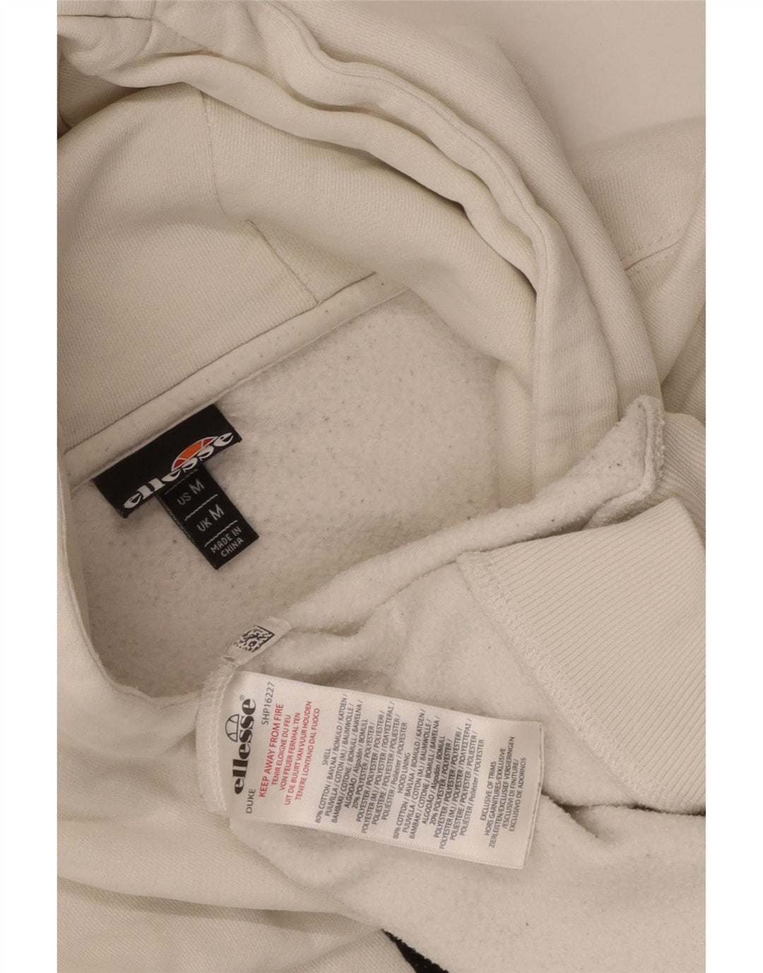 Ellesse Mens Duke Graphic moletom com capuz médio algodão branco