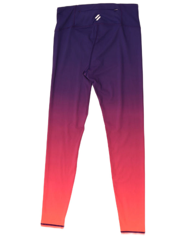 Leggings gráficas femininas Superdry UK 12 poliéster colorblock roxo médio